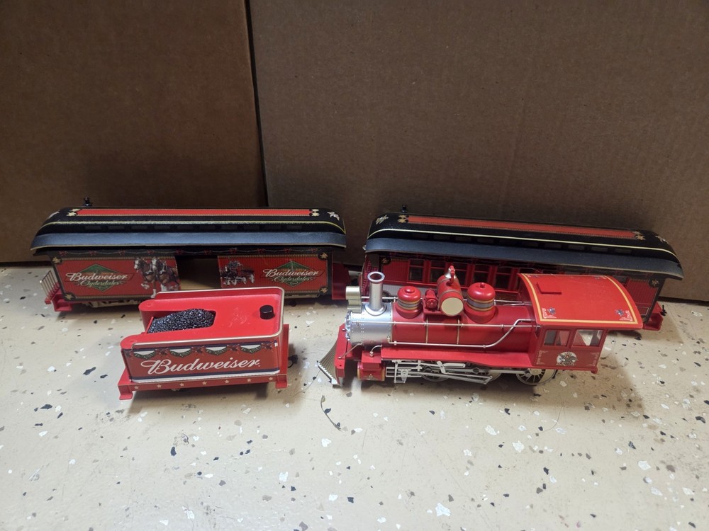 Hawthorne Village Budweiser Train Locomotive & Tender & Cars Holiday