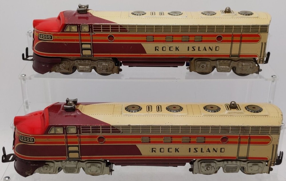 Unique Art MFG O Vintage Rock Island Diesel Double Electric Engine Set #2000