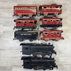 Marx O Gauge Wind Up Steam Locomotives NYC Tender Cabooses Passenger Cars Lot