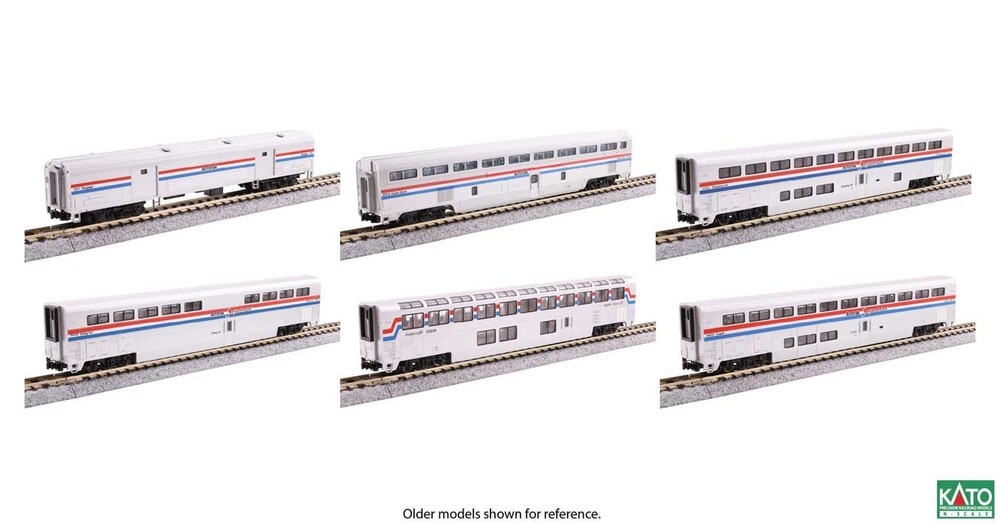 KATO 106-3531-1 N SCALE AMTRAK 6 UNIT SUPERLINER I& BAGGAGE CAR SET PH III LITES