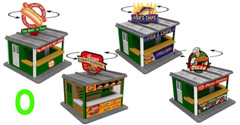 4 X Fast Food Stands w/Rotating Banners O Scale 1:45 (Save $31) for Model Train