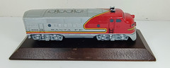 Lionel 1948 Santa Fe F3 Diesel Engine Display on Wood Base.