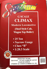 Bachman Spectrum G-Scale Undecorated Climax Steam Loco W/Boiler (81180)