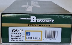 Bowser Executive Line #25196 HO Alco RS-3 ph 3 Chesapeake &Ohio #5601 w/LokSound