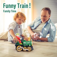 Electric Train Toy for Toddlers with Steam, Lights, Standard, Blue/Yellow