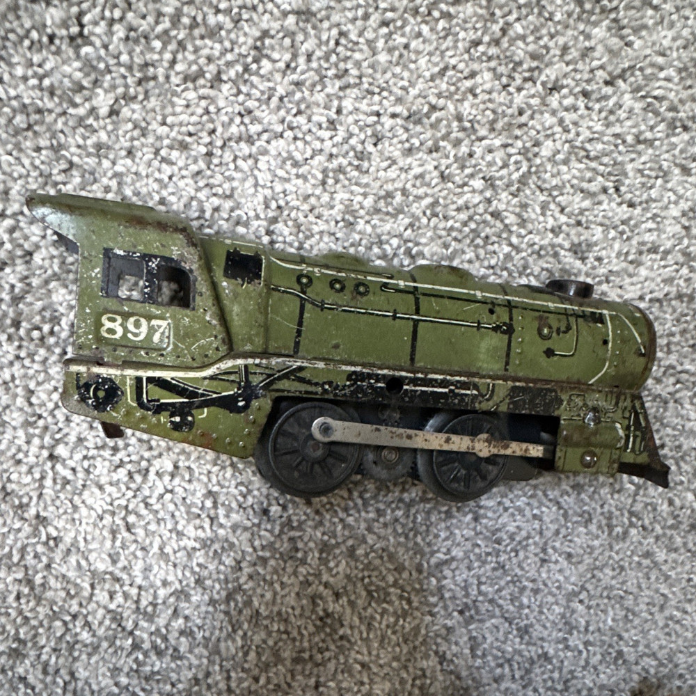 VTG 1930s Marx Tin Litho Steam Locomotive Electric Army Supply Train Engine #897