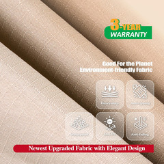 Large round Patio Furniture Covers, Beige, 96″Dia X 27.5″H | Heavy Duty Rip-Stop