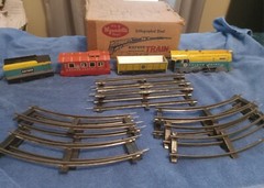 VTG 50s Hafner Tin Toy Train Set 115041 – Working with Track And Box