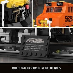 Mould King Northern Locomotive Train Building Set with Base, Large, Orange