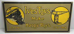 Ives Toys Make Happy Boys Porcelain Sign – 9×19 (Andy Rooney?)