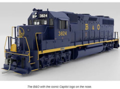 Rapido ~ HO Scale EMD GP38 Low Nose Sound and DCC Baltimore & Ohio #3801~ 38505