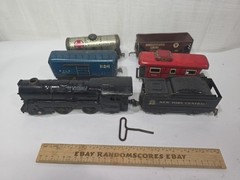 MARX Pre War O Pressed Steel Wind Up Loco Tender Caboose Gondola Tin Litho Works