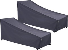 Patio Chaise Lounge Covers, 2-Pack, 79″L x 30″W x 30″H, Grey | Heavy Duty Rip-st