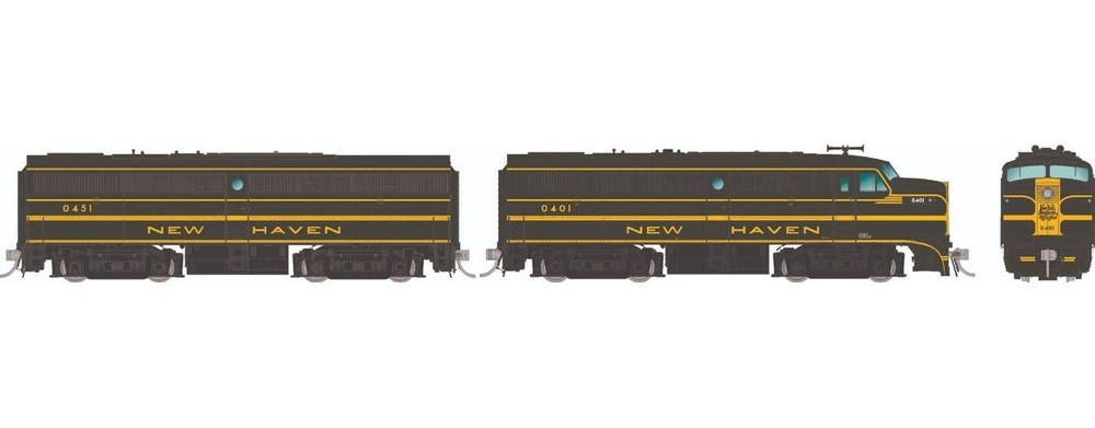 Rapido ~ HO Scale ~ Alco FA-1 + FB-1 ~ New Haven #0401 + #0451 ~ DC/Silent