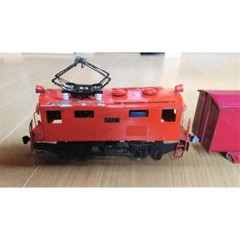 Old railroad model O scale locomotive Katsumi EB557 with scratches and dirt