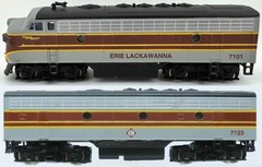 HO EMD F7A/F7B Set (Both Pwd) EL Erie Lackawanna DC #7101/7123 NIB NOS #11238/41