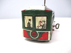 Marx No 200 Rapid Transit Trolley Green, Red, White Windup Prewar O gauge X8300