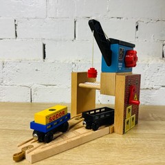 Sodor Cargo Co Blue Gantry Crane – Thomas the Tank Wooden Railway Trains