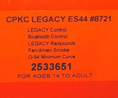 Lionel LEGACY 2533651 CPKC Canadian Pacific ES44 Diesel Engine #8721 O-Scale