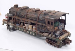 O / LIONEL / FLAT CAR / LOCOMOTIVE / CUSTOM / CRATES / BARRELS / COLLECTIBLE