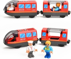 Electric Small Locomotive Wooden Track Trailer Kids Toy