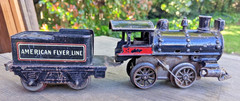 American Flyer Prewar O Gauge Cast Iron Windup #2 Locomotive w/ 120 Tender b2