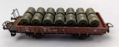 TRAIN WAGON SINGLE METAL AXLE METAL WHEELS RED/BROWN 2013 EB00515 BIN 018