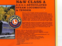 Lionel 6-28052 N&W Class A 2-6-6-4 Steam Locomotive LN