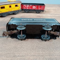 Marx Toy Train Set Kids OS Black Fair Wind-up Union Pacific Seaboard 4pc NO Key