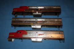 American Flyer Santa Fe Alco #470, #471 & #473 Diesel Locomotive Shells. Chrome
