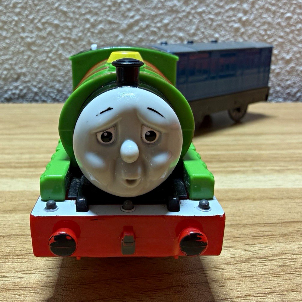 Rare TrackMaster R/C Percy Tired Face w/ Blue Car Parts Repair No Remote