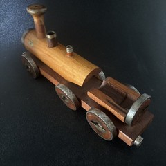 Folk Art Wooden Model Locomotive / Train – A Genuine English Mill Relic Leeds