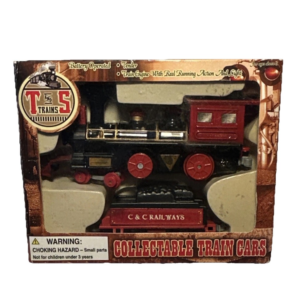 T and S Trains Battery Operated Steam Locomotive C & C Railways Tender Black Red