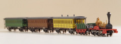 Brass Railex Z-scale Stuttgart locomotive 1845 w/3 passenger cars, not powered