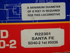 USA TRAINS R22301 SANTA FE SD-40-2 DIESEL LOCOMOTIVE USED IN BOX G GAUGE LQQK