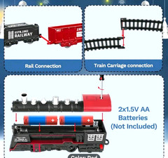 Children’s Electric Train Set Steam Locomotive Engine, Lights And Sounds, Tracks