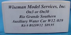 On3/On30 RIO GRANDE SOUTHERN ROTARY WATER CAR W12/019 OR LOCO TENDER WISEMAN