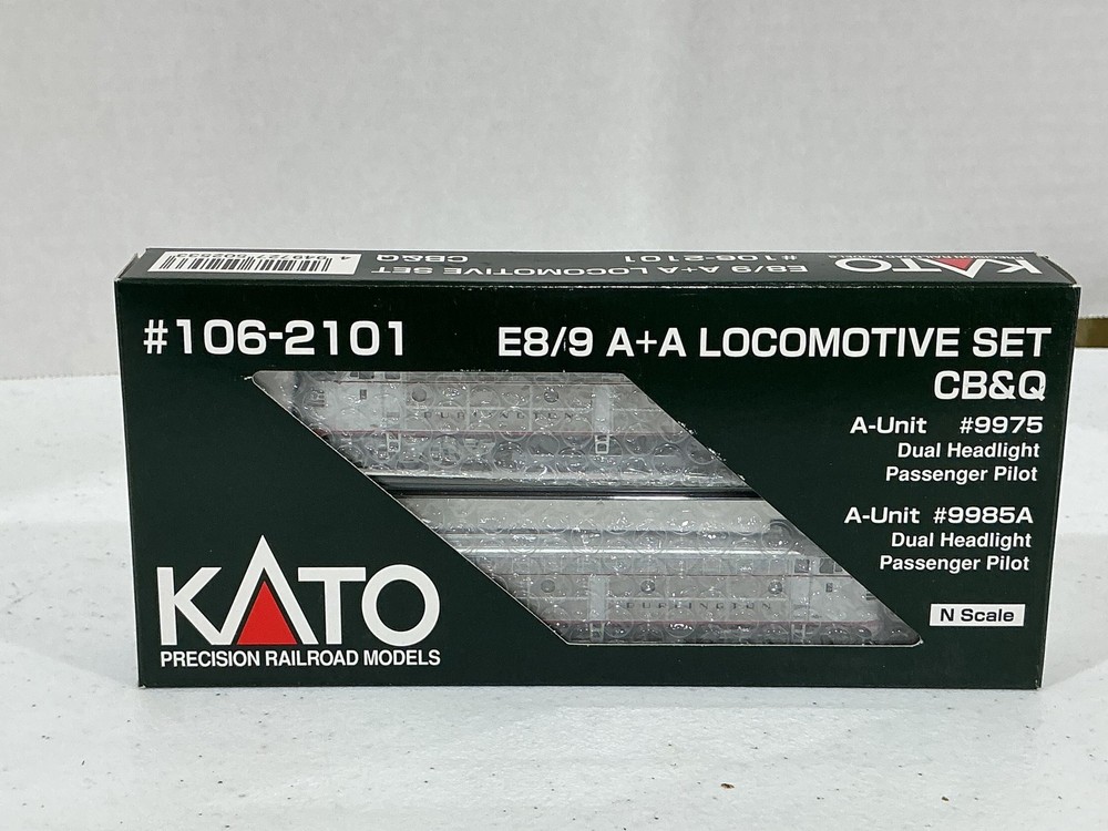N scale Kato #106-2101 CB&Q E8/E9 A+A Locomotive set NEW Test Ran 3.1.1