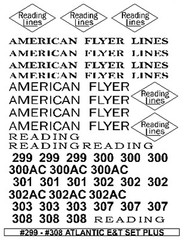 AMERICAN FLYER 4-4-2 ATLANTIC #299-#308 “WHITE” Decal Set Plus
