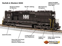 Broadway Limited 4288 N&W EMD SD45 Black & White Diesel Sound/DC/DCC #1803