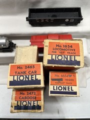 Lionel Steam Engine 1654 and Freight Cars O Gauge Set 1431W 1947 LN BOXES