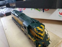 BRASS /Painted HO Trains INC EMD SD-9 Chicago Northwestern, Runs Well