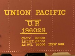 Vintage HO Scale Model Railroad Car Union Pacific Box Sliding Doors U.P. 186028