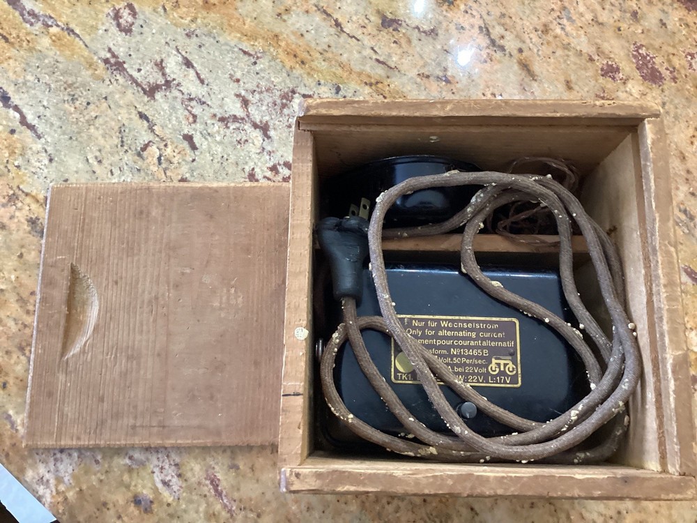 Marklin Prewar railroad set (transformer, crate, tracks, bumpers)