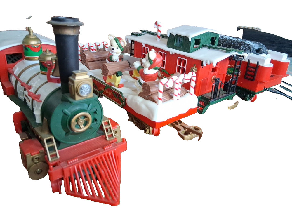 1986 New Bright Christmas Express Train Locomotive Set W/ Bears For Repair
