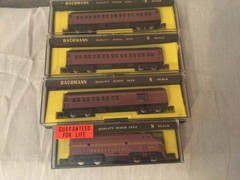 Bachmann N #9710 PRR Pa. Railroad Diesel Locomotive & 6901 Pass. Car & 2 4311