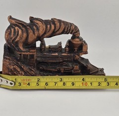 Vintage Carved Wood Steam Train Locomotive Engine Figurine Sculpture Decor Gift
