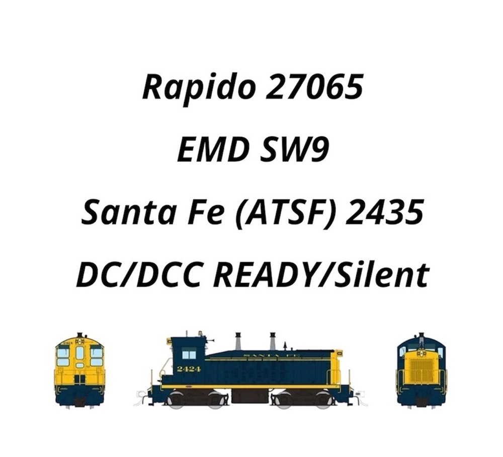 Rapido 27065 HO Scale EMD SW9 DC/DCC READY ~ Santa Fe (ATSF) 2435 Bookend Scheme