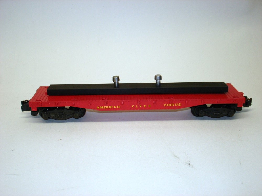 Custom American Flyer Red Circus Flat Car w/ Knuckle Coupler Trucks