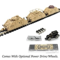N Scale German Army Armored Train Panzer Draisine 3-Cars Kit w/Power Drive WW II